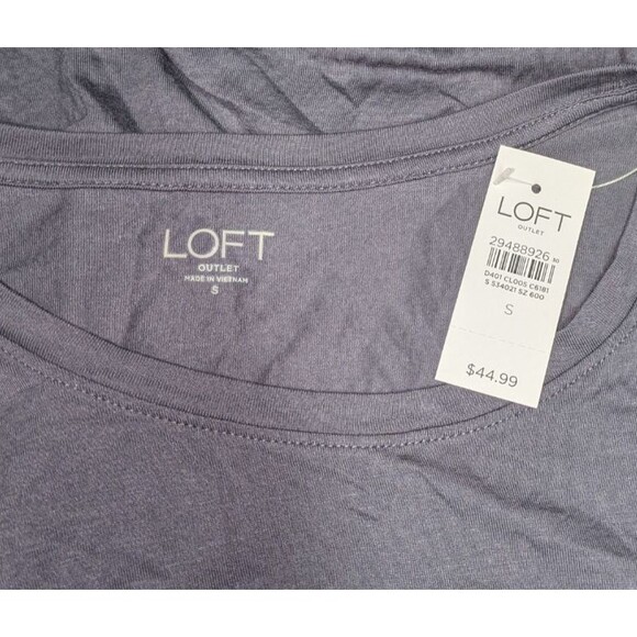 NWT Loft Blouse S Women's Gray Lace Sleeve Tissue Soft Stretchy Lightweight - Picture 4 of 5